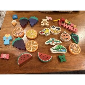 Lot Of 24 Vintage Erasers‎ Halloween Cat Bat Pumpkin Fruit Orange Melon Taiwan